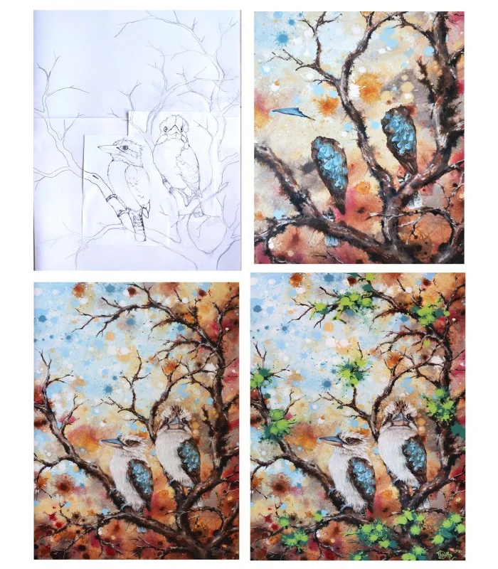 Regeneration Kookaburra progression -Artist Kristy-Ann