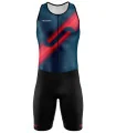 Self Titled Teal and Black Triathlon Suit with Red Detail Triathlon Suit, Front Zip, Men | Triathlon Gear