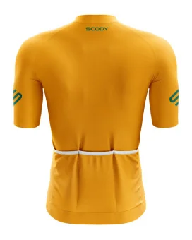 Staple Satsuma Spritz Deep Yellow with Vital Green logo detail Optimise Cycle Jersey | Cycling Clothing