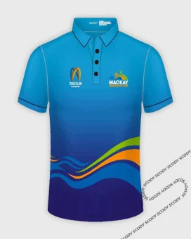 Mackay Tri Club - QLD Men's Aqua Polo Shirt | Active Wear | Running Gear