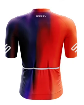 Bright Red through Orange through Purple Cycle Jersey with reflective detailing on back pocket | Cycling Gear