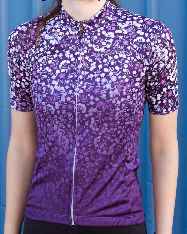 Purple Flower Performance Cycling Jersey Cycling Clothing