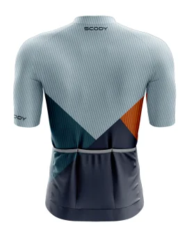 Cycle Jersey with grey, orange, green and navy panels. | Cycling Gear |cycle Jersey