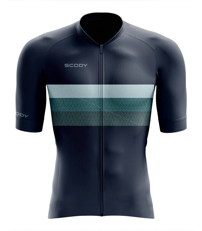 Navy Cycle Jersey with bands of Ocean Green across chest | Cycling Gear |cycle Jersey
