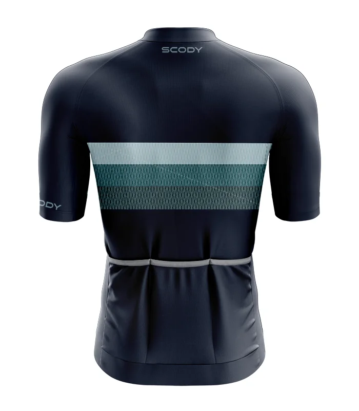 Navy Cycle Jersey with bands of Ocean Green across chest | Cycling Gear |cycle Jersey