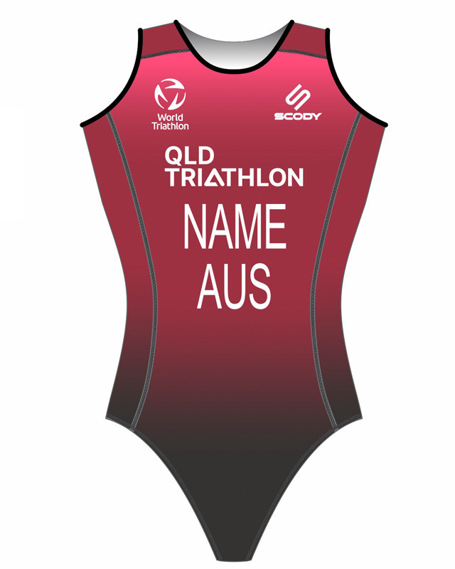 Women's Triathlon Swim Suit, named and swim optimised Made in Aus