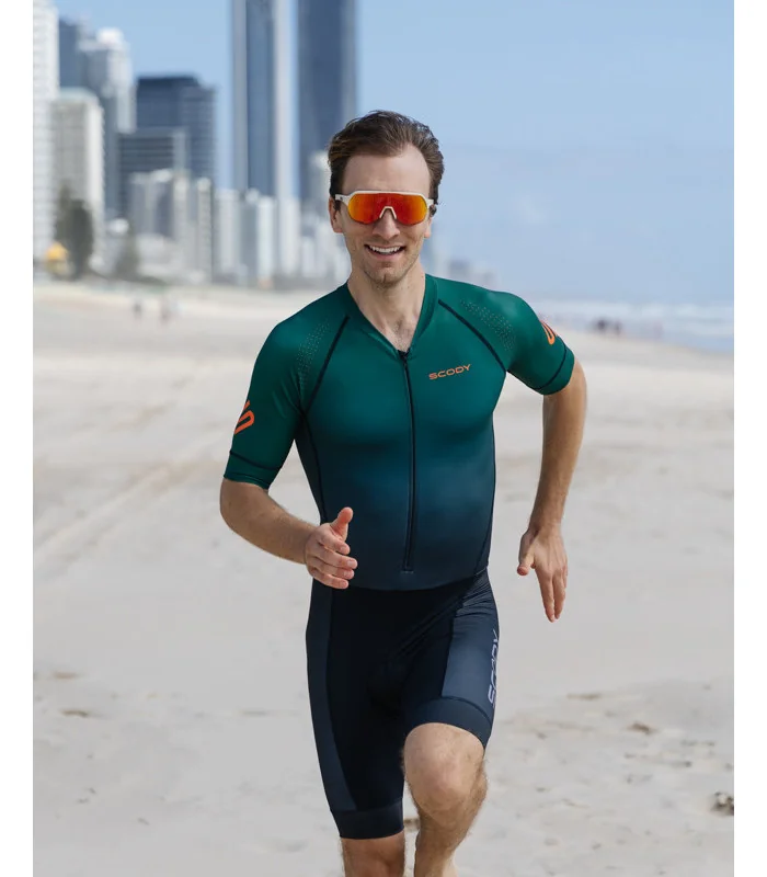 Performance Sleeved Triathlon Suit UPF50 Staple Green Size M