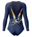 David Hart Sailing Boats Sleeved Swimsuit, UPF50+ | Beach Wear