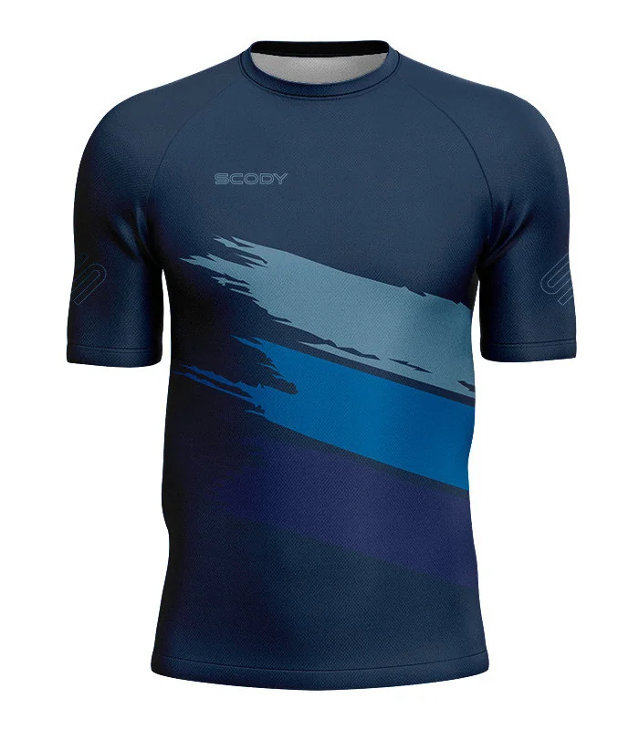 Navy/ Blue Shredded Mountain Bike Shirt with zip pocket - Men | Mountain Biking | Commuter