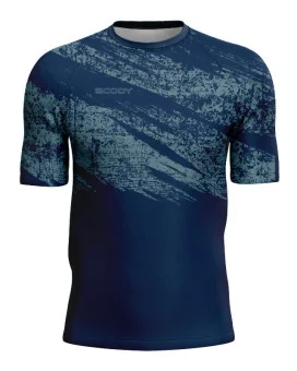 Navy/Blue Gravelled Mountain Bike Shirt with zip pocket - Men | Mountain Biking | Commuter