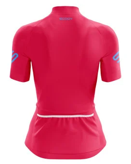 Staple Strawberry with sky blue logo detail Optimise Cycle Jersey | Cycling Clothing