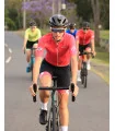 Staple Strawberry with sky blue logo detail Optimise Cycle Jersey and Strawberry Icon Bibs| Cycling Clothing