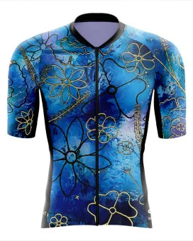 Optimise Floral Cluster Cycle Jersey - Blue | Cycling Jersey | Made in Australia