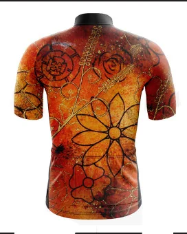 Performance Cycle Jersey, Floral Cluster by Chloe Hart - Orange | Made in Australia