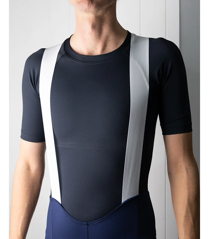 Navy Cycle Bib Shorts, X-Opaque Cuff, Seamless Strap