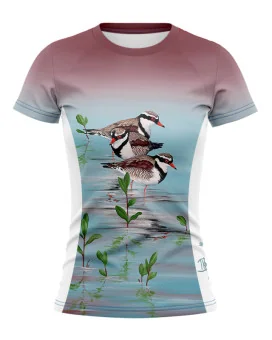Run shirt featuring Three Dotterels original artwork by Kristy-Ann Duffy | Australia Artists | Made in Australia