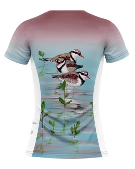 Run shirt featuring Three Dotterels original artwork by Kristy-Ann Duffy | Australia Artists | Made in Australia