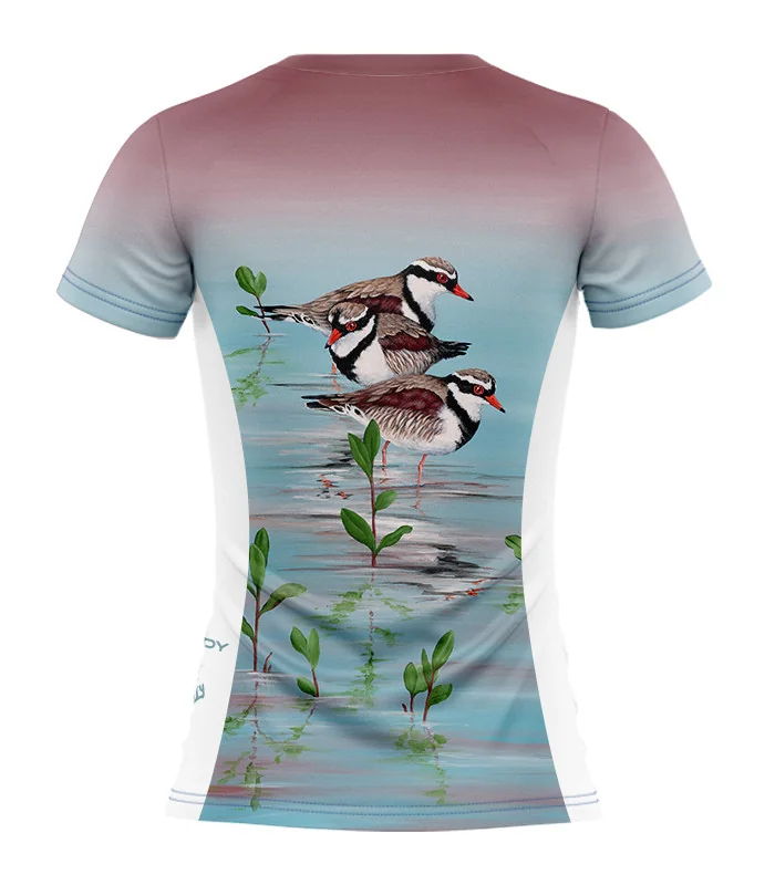 Run shirt featuring Three Dotterels original artwork by Kristy-Ann Duffy | Australia Artists | Made in Australia