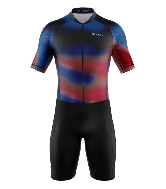 Men's Honeycomb Maroon UV Protect triathlon suit for sale at Scody Australia. Flexible payment options | Triathlon Gear