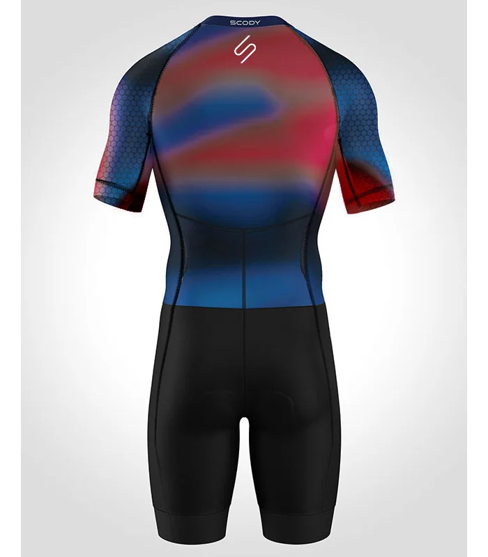 Men's Honeycomb Maroon UV Protect triathlon suit for sale at Scody Australia. Flexible payment options | Triathlon Gear
