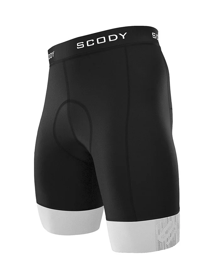 Black Cycle Shorts with white cuffs - Men