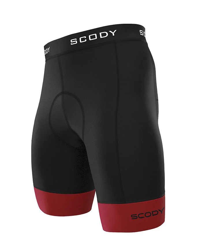 Black Cycle Shorts with Mars Red cuffs - Men
