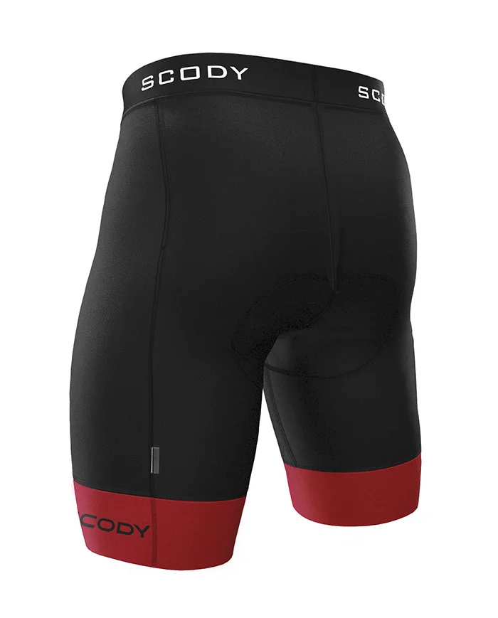 Black Cycle Shorts with Mars Red cuffs - Men