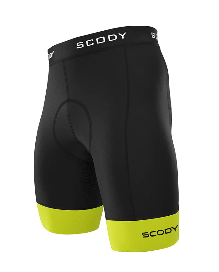 Black Cycle Shorts with Fluoro Yellow cuffs - Men