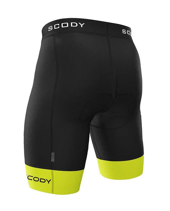 Black Cycle Shorts with Fluoro Yellow cuffs - Men