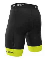 Black Cycle Shorts with Fluoro Yellow cuffs - Men