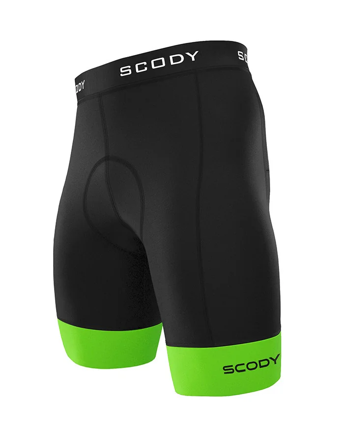 Black Cycle Shorts with Fluoro Green cuffs - Men