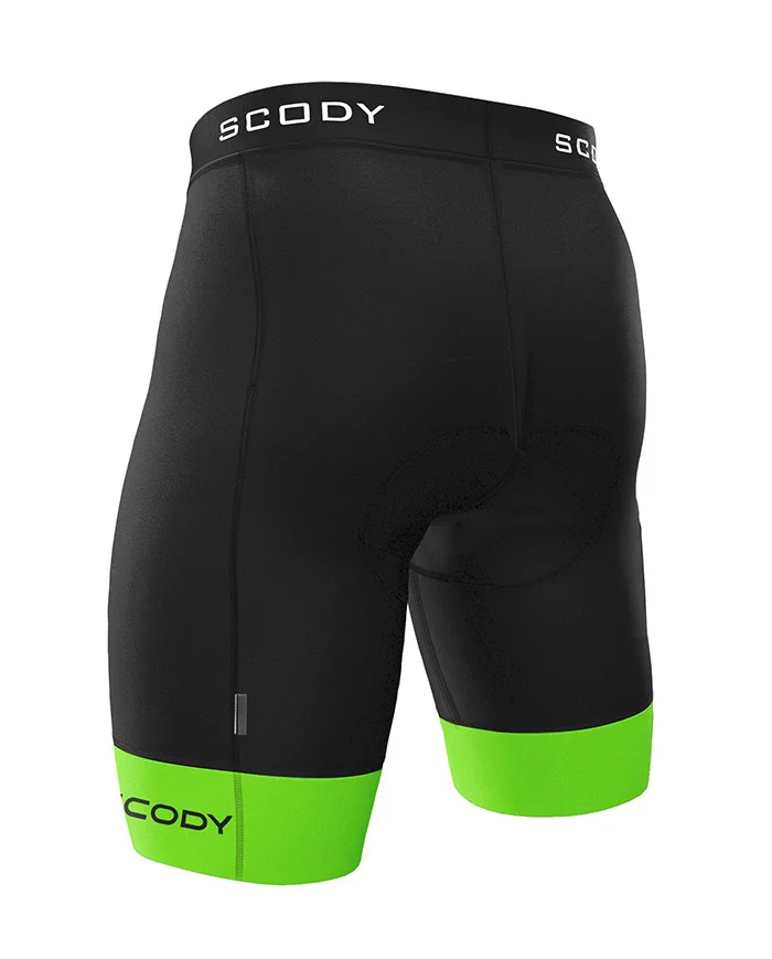 Black Cycle Shorts with Fluoro Green cuffs - Men
