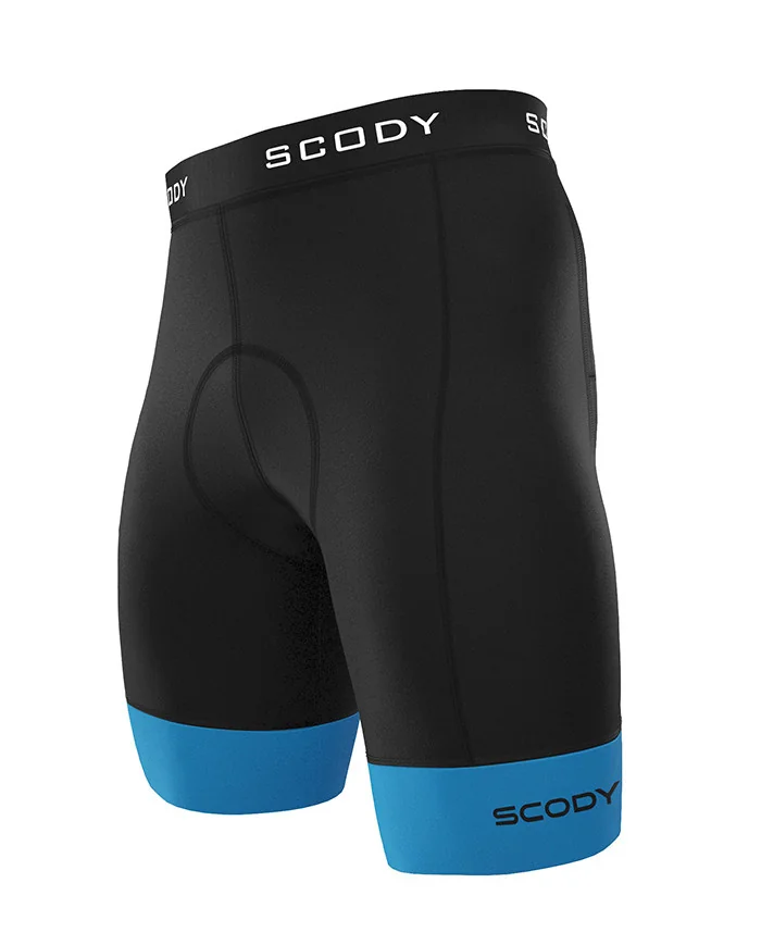 Black Cycle Shorts with Cyan cuffs - Men