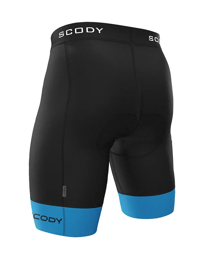 Black Cycle Shorts with Cyan cuffs - Men