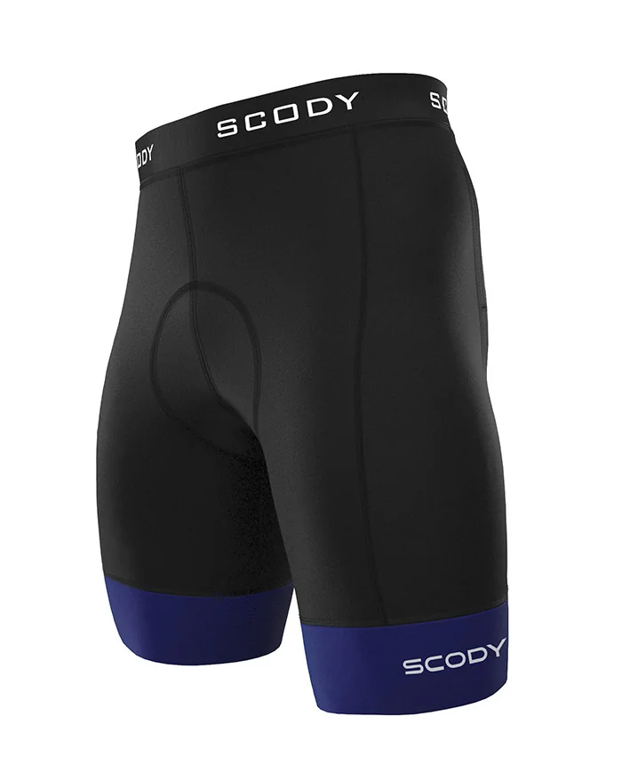 Black Cycle Shorts with Cobalt Blue cuffs - Men