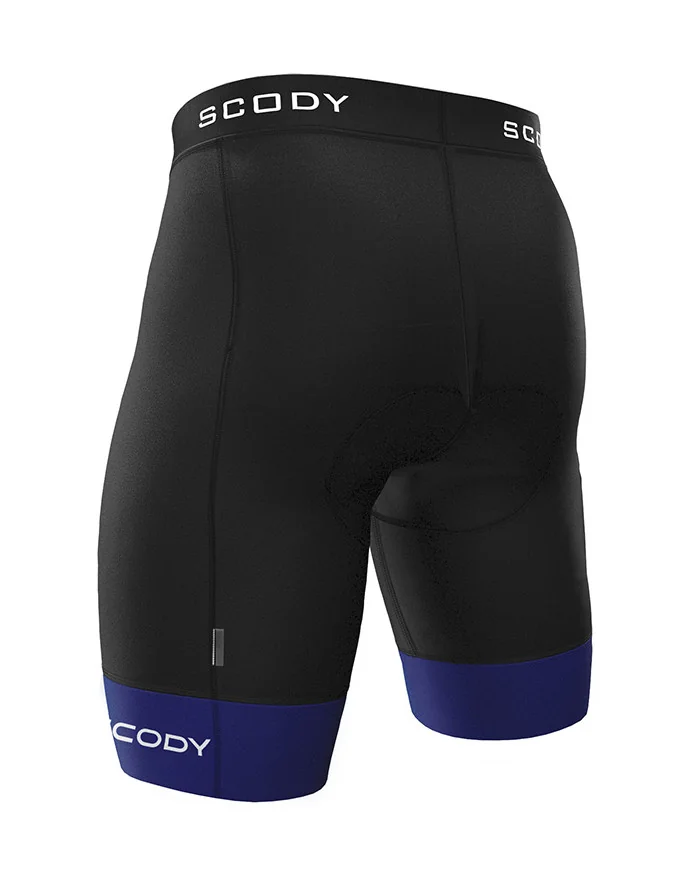Black Cycle Shorts with Cobalt Blue cuffs - Men