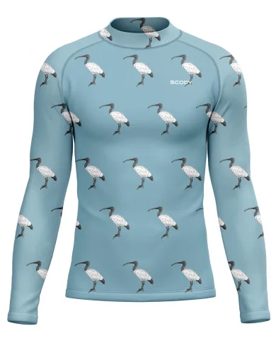 Bin Chicken, Sky Blue  Men's Surf Rashie, UPF50+ | Beach Wear