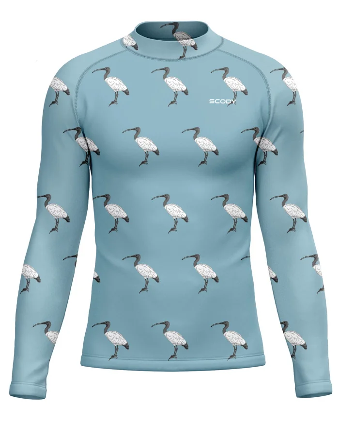 Bin Chicken, Sky Blue  Men's Surf Rashie, UPF50+ | Beach Wear