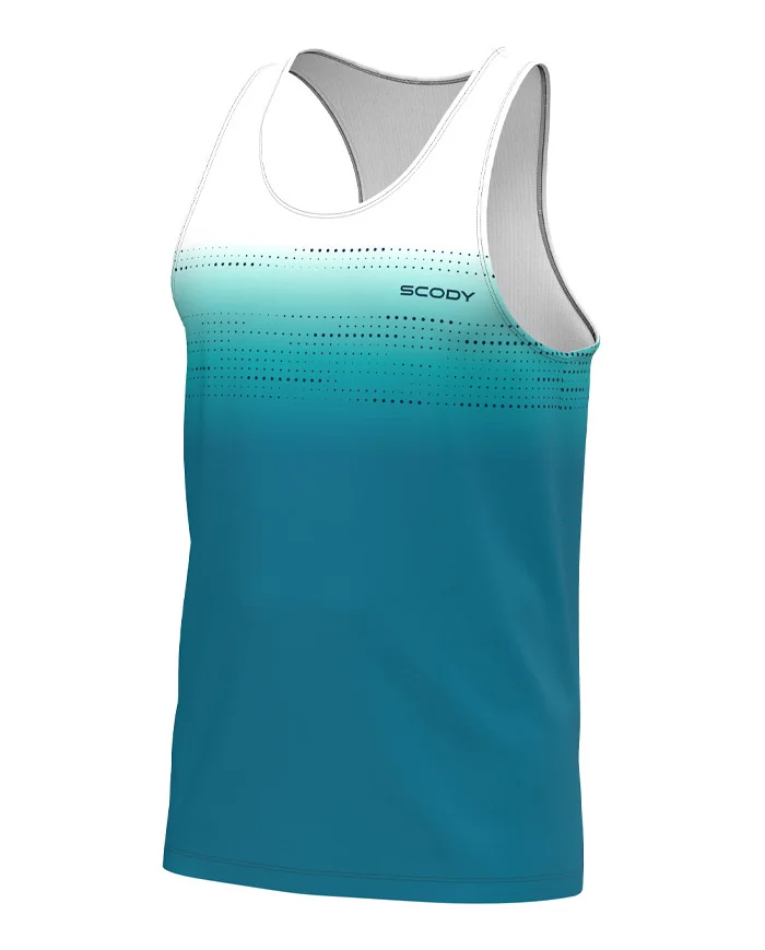 Teal and White Transition Run Singlet, Ultra Lightweight - Men | Running Singlet