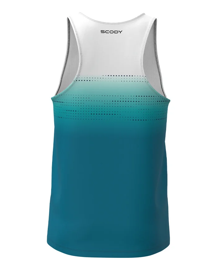 Teal and White Transition Run Singlet, Ultra Lightweight - Men | Running Singlet