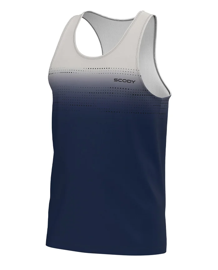 Navy to Antique Grey Transition Run Singlet, Ultra Lightweight - Men | Running Singlet