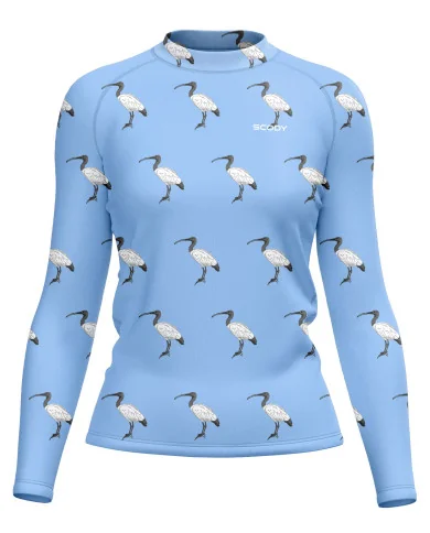 Bin Chicken, Pale Blue Women's Surf Rashie, UPF50+ | Beach Wear