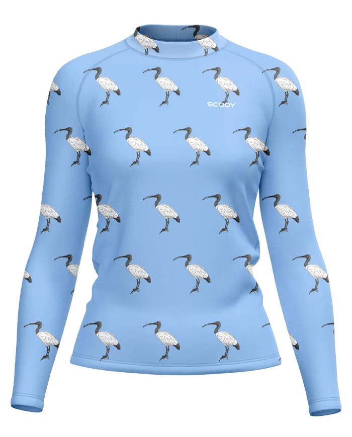 Bin Chicken, Pale Blue Women's Surf Rashie, UPF50+ | Beach Wear