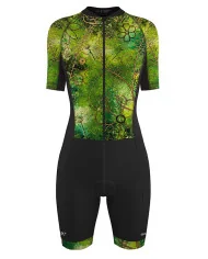 Floral Cluster Green 3/4 Zip Women's Aero Triathlon Suit | Triathlon Gear