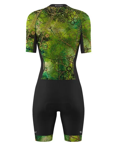 Floral Cluster Green 3/4 Zip Women's Aero Triathlon Suit | Triathlon Gear