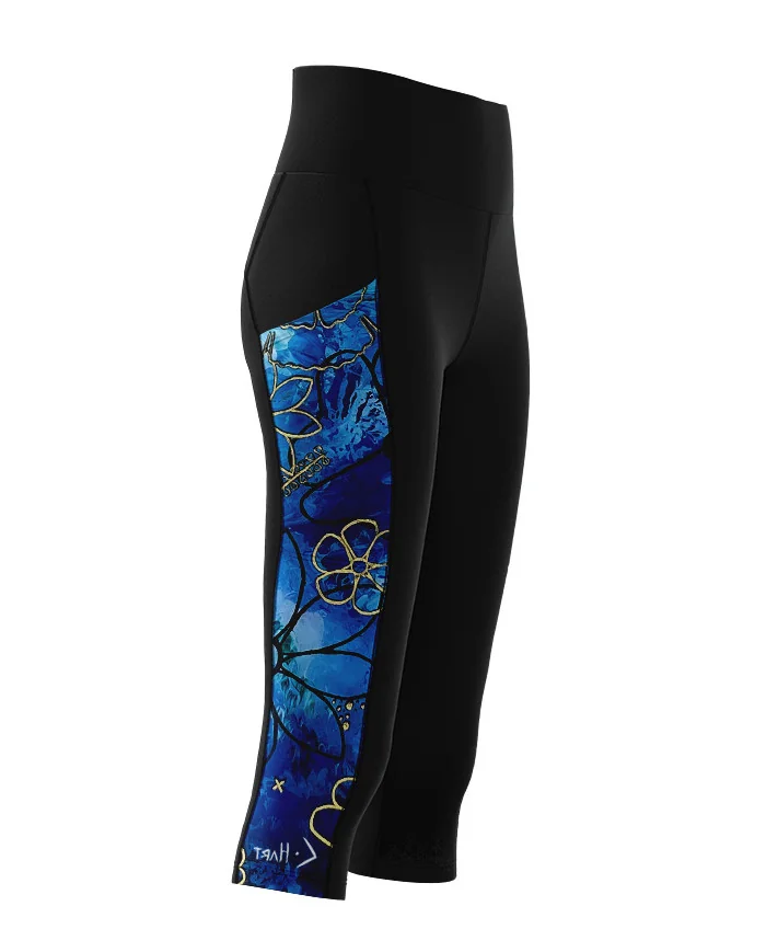 Floral Cluster 3/4 Active Tights by Australian artist, Chloe Hart | Made in Australia