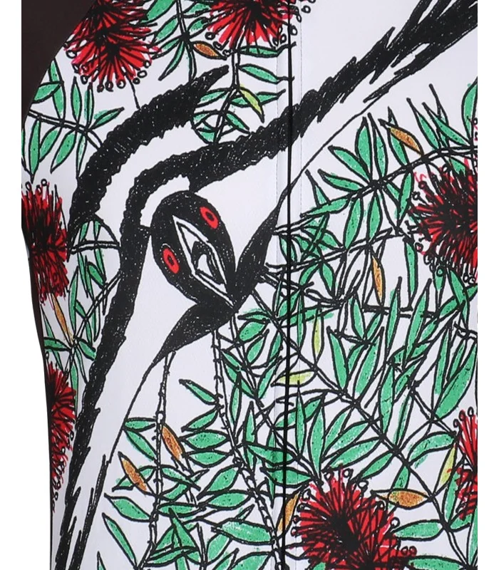 Swooping Magpie mid swoop - front detail cycling clothing
