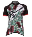Swooping Magpie cycle jersey with bottlebrush detail and red sleeves
